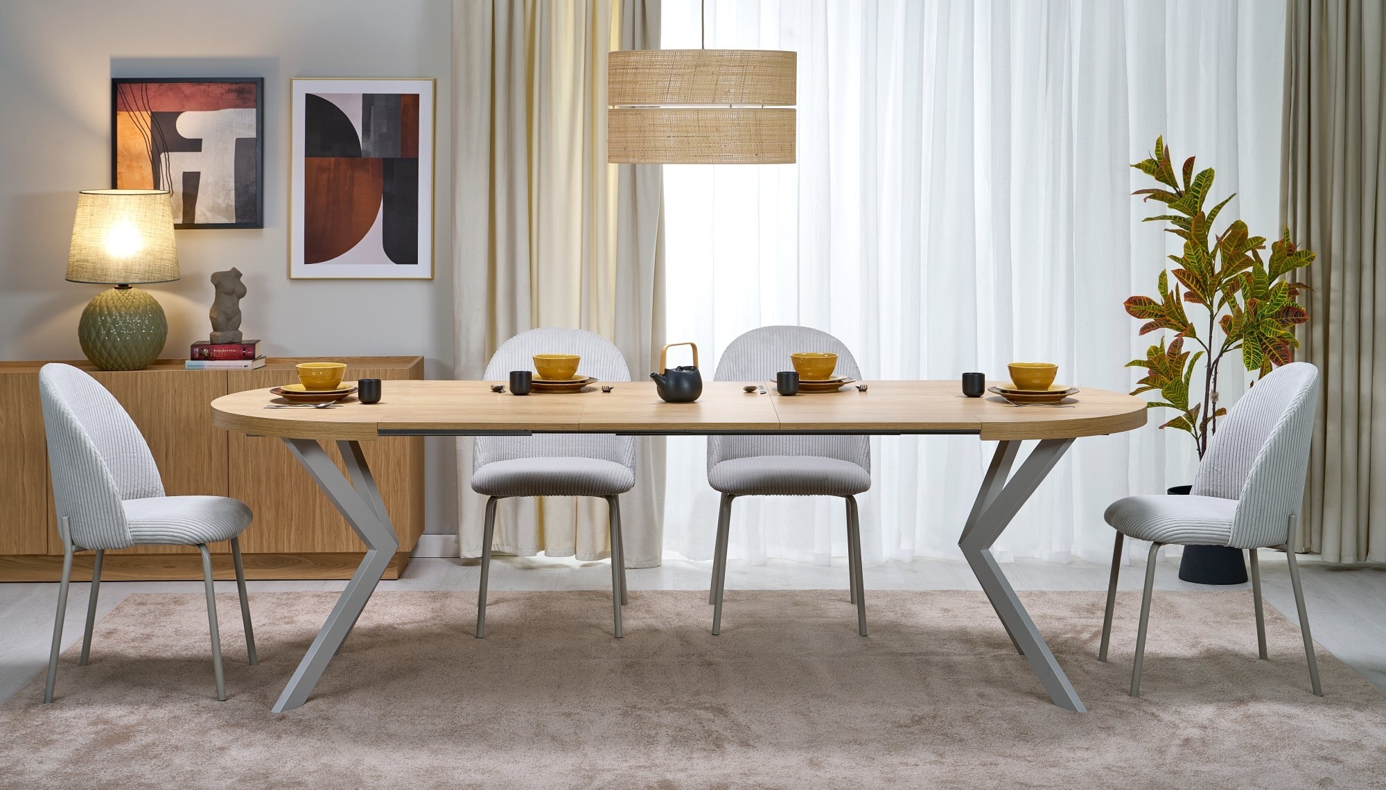 PERONI stół rozkładany dąb hikora - kaszmir (2p=1szt)