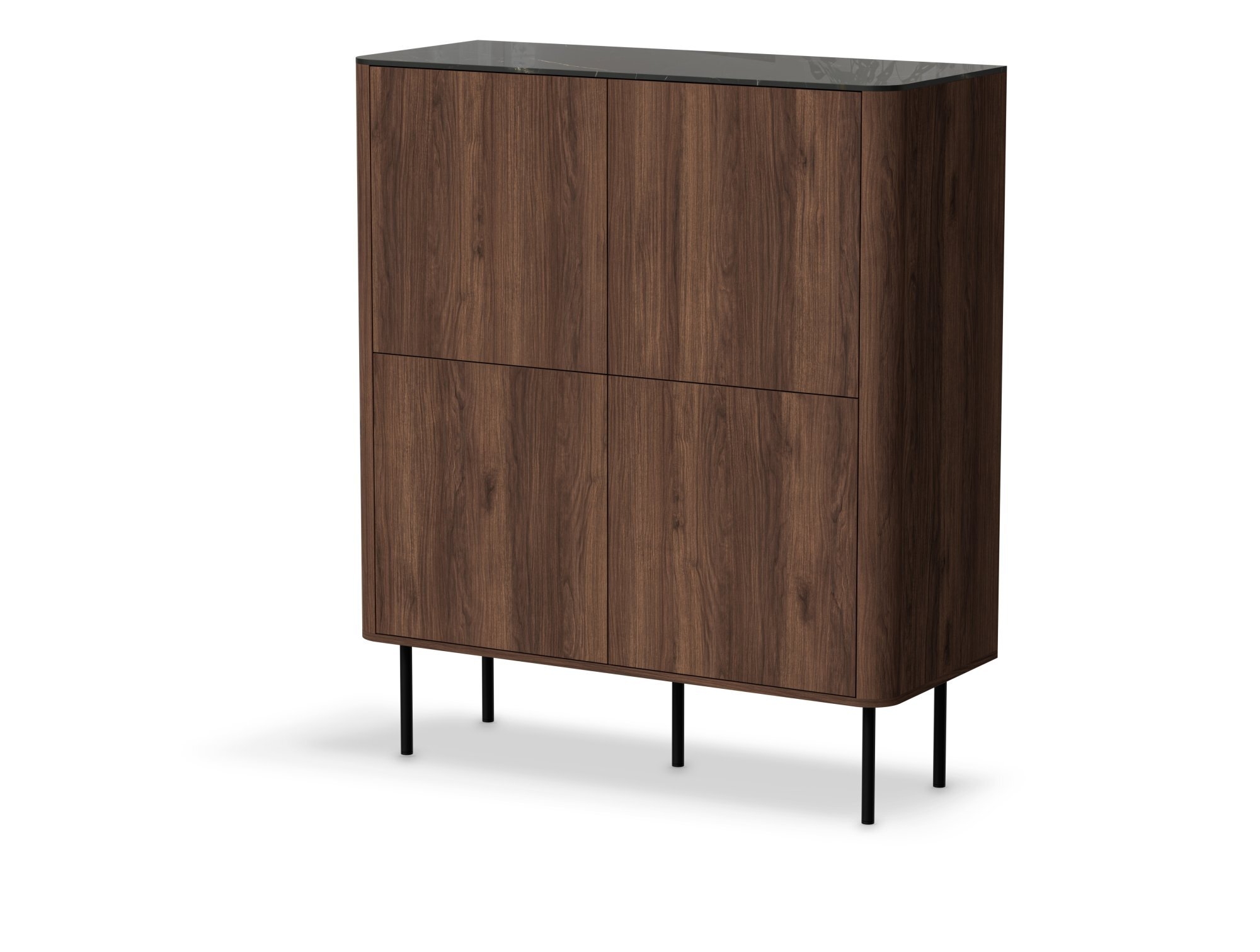 SOLANO KM-2 komoda orzech warmia / czarny marmur (2p=1szt)