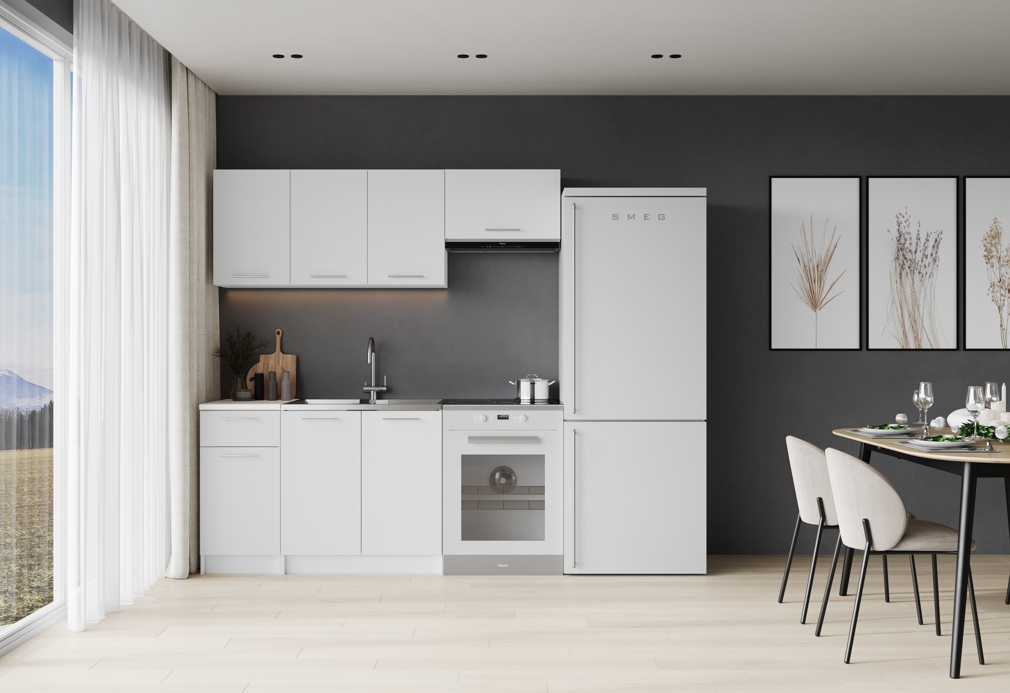 CORONA 180 kuchnia zestaw korpus: biały, fronty: biały (7p=1kpl)