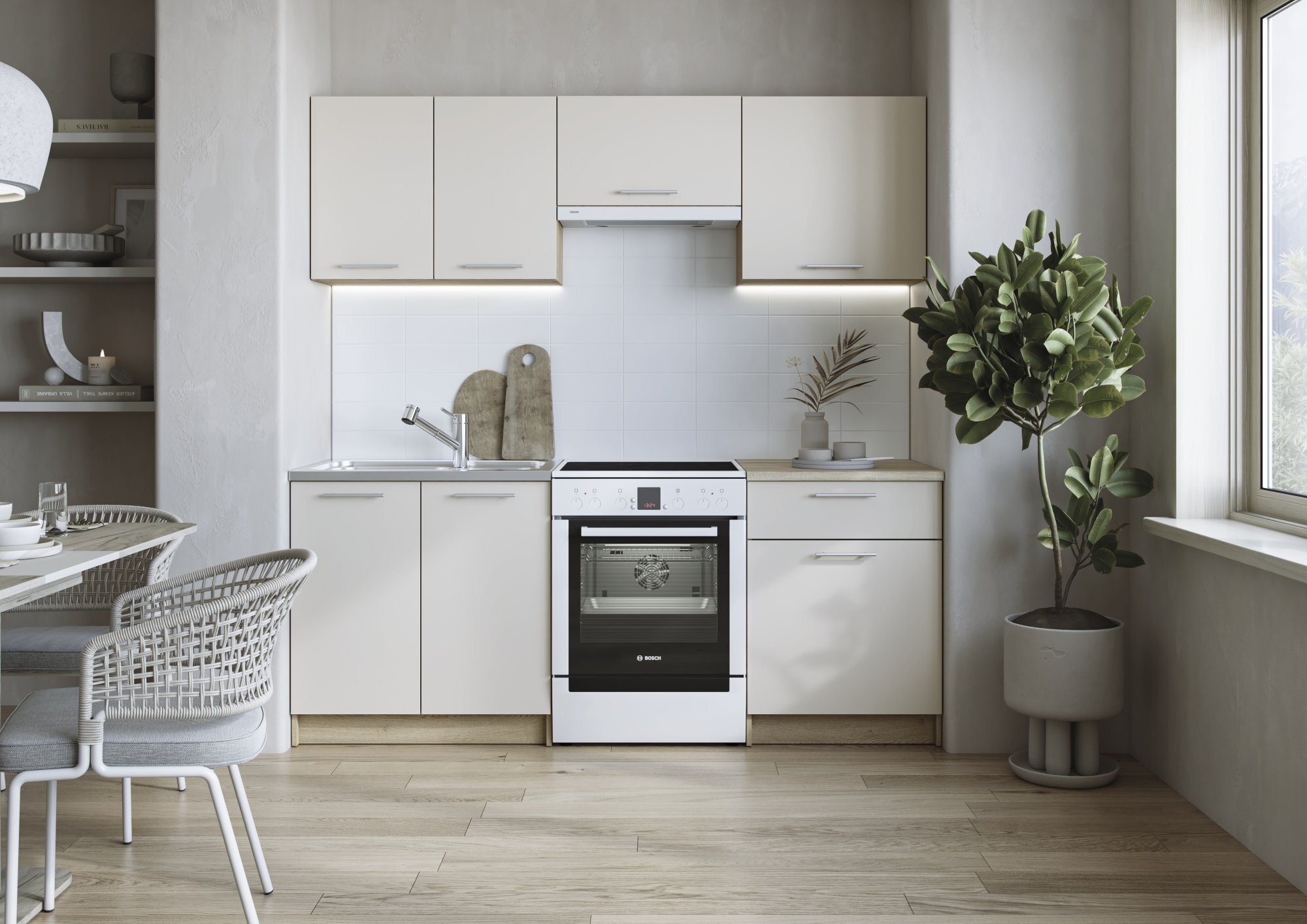 MARIJA 200 kuchnia zestaw korpus: dąb cremona, fronty: kaszmir (7p=1kpl)