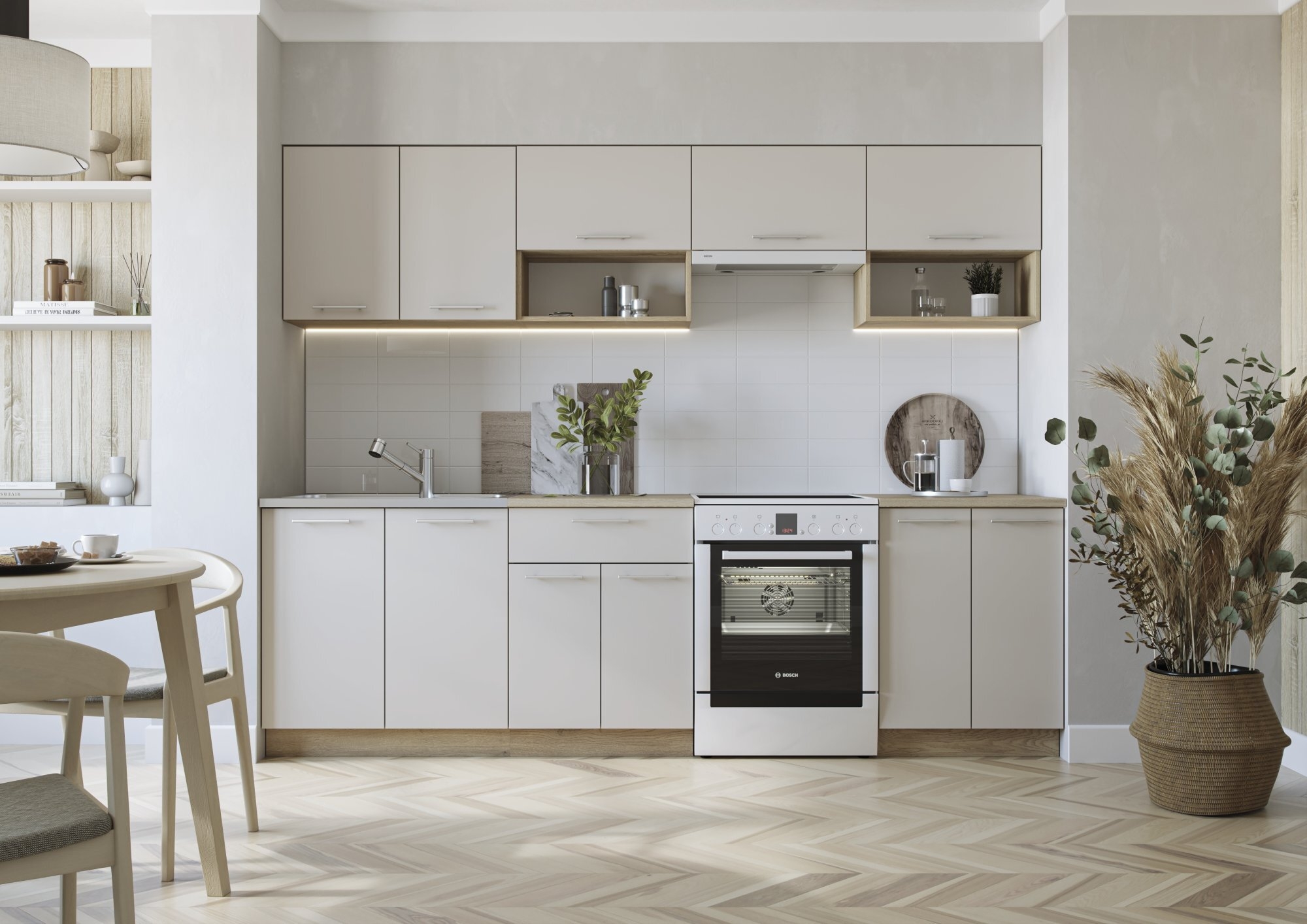 VIOLA 260 kuchnia zestaw korpus: dąb cremona, fronty: kaszmir (10p=1kpl)