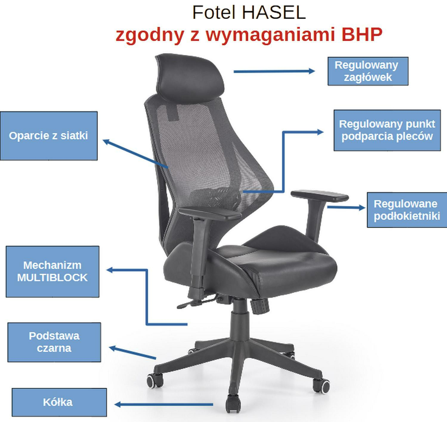 HASEL fotel gabinetowy czarny / popiel