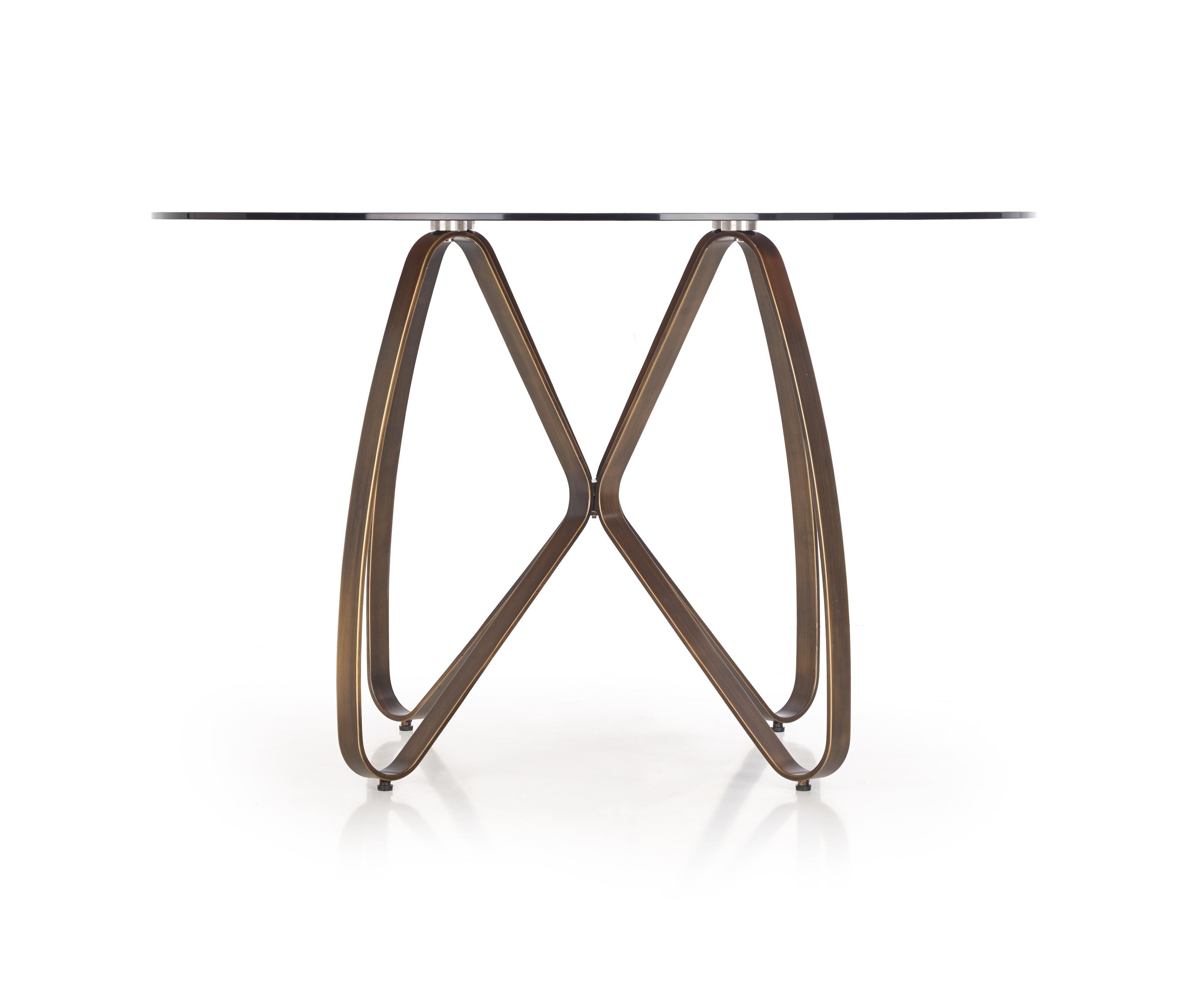 LUNGO stół O120/76 cm, złoty antyczny / brązowy